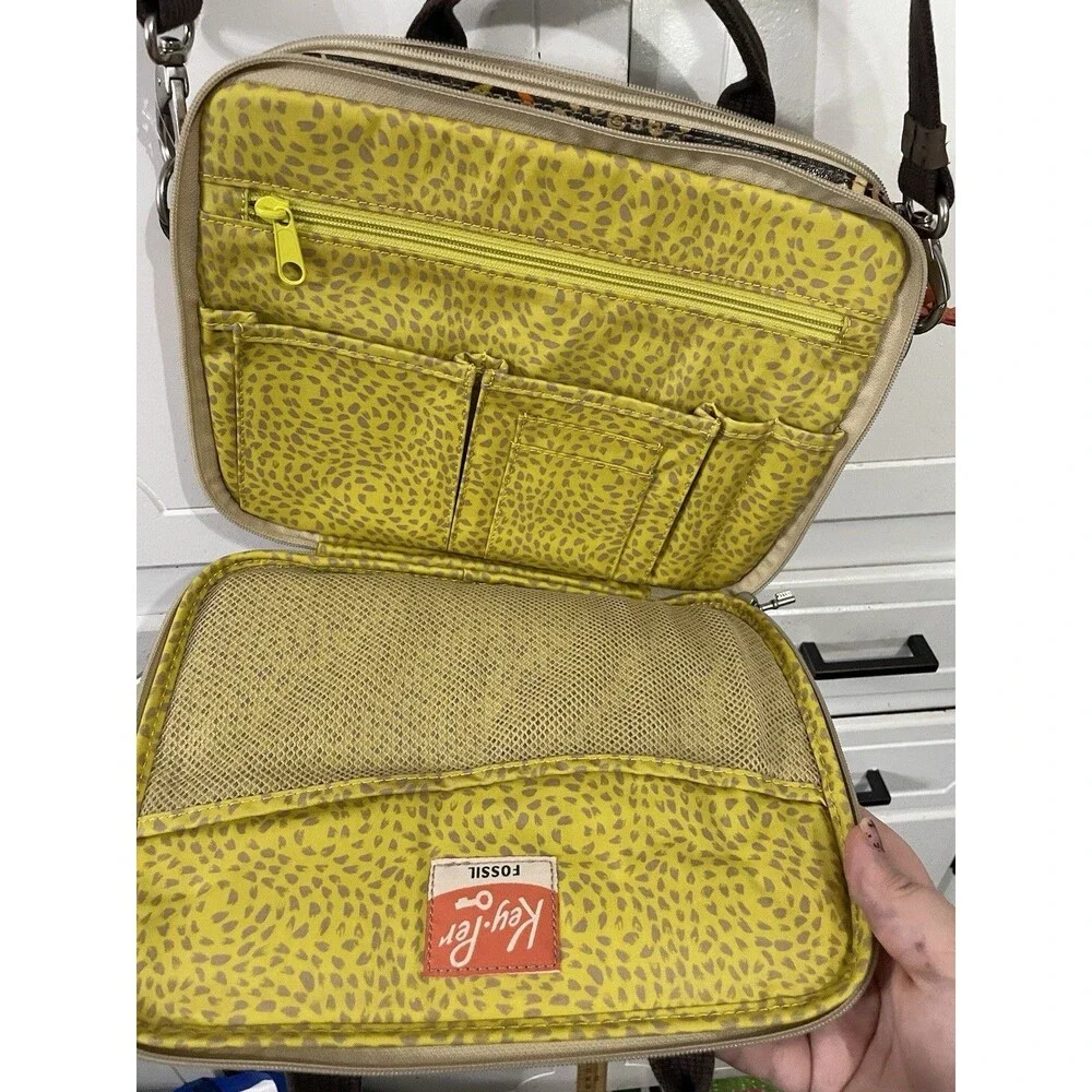 Fossil laptop bag flower print Crossbody iPad Travel Stationary